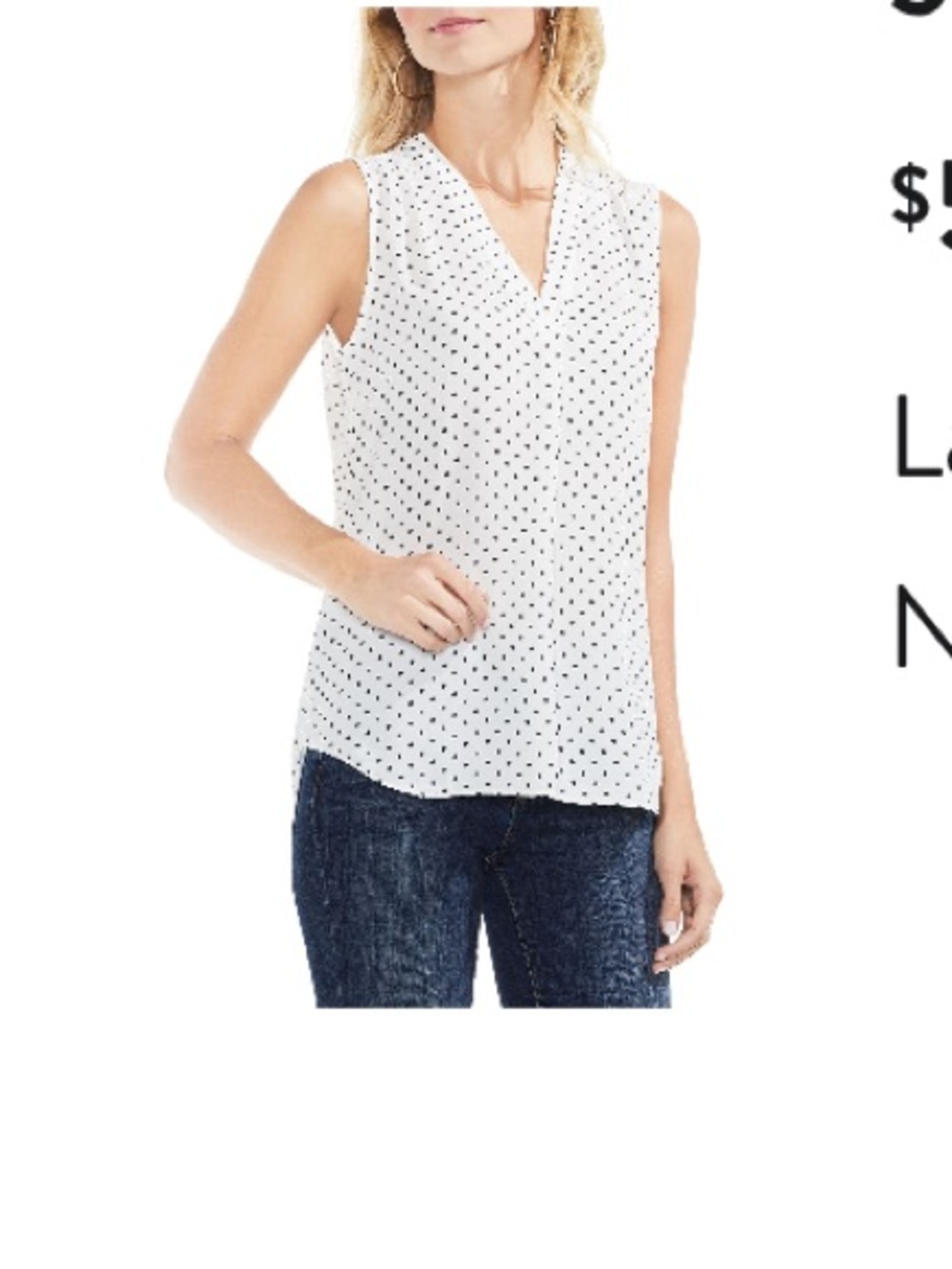 Vince Camuto Poetic Dots Sleeveless V-Neck Blouse